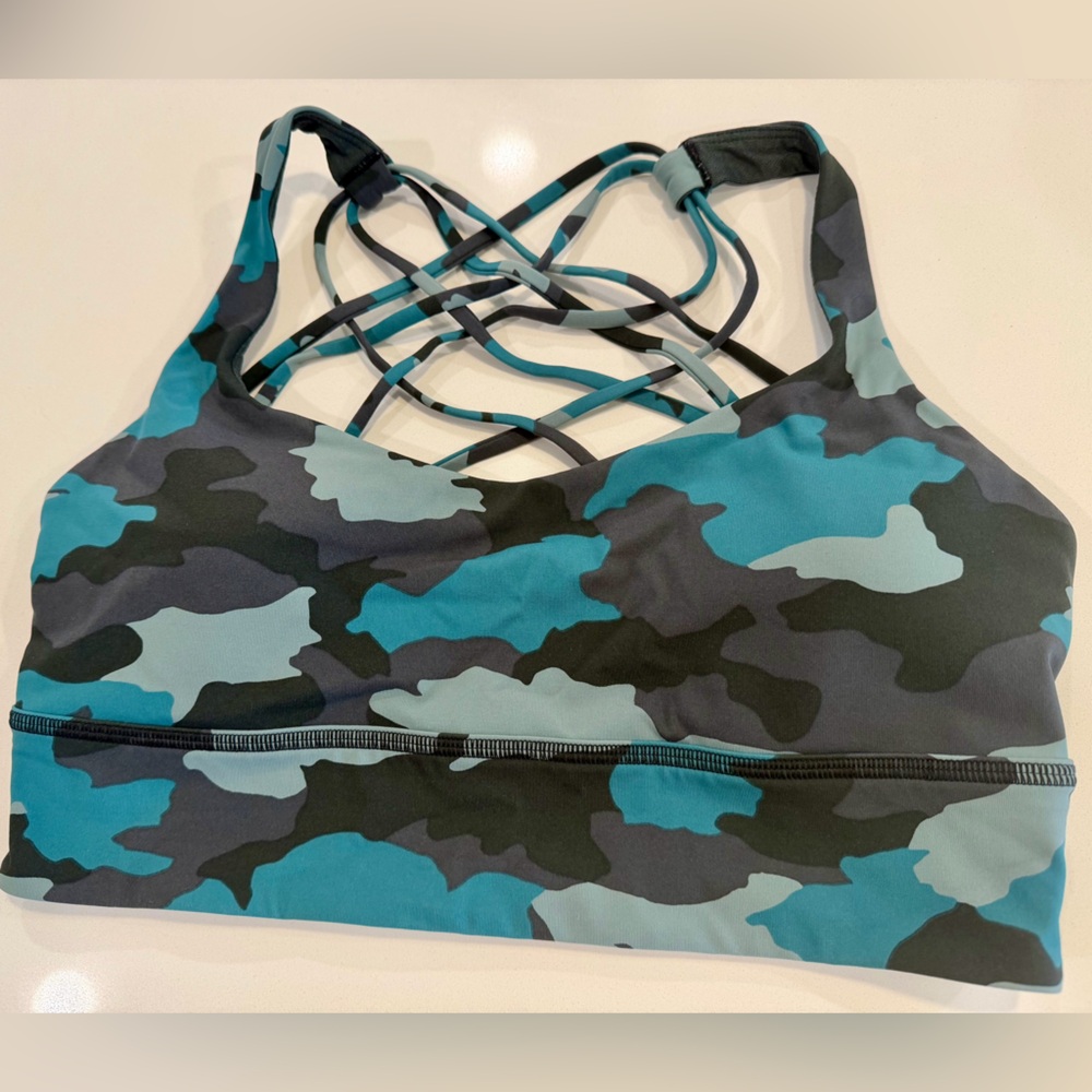 Lululemon Athletica Wunder Train Long-Line Bra heritage 365 camo Tidewater Teal